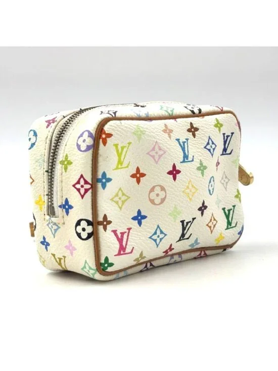 Louis Vuitton Trousse Wapiti Monogram Multicolor Blanc Leather White Pouch Gold - Picture 2 of 10